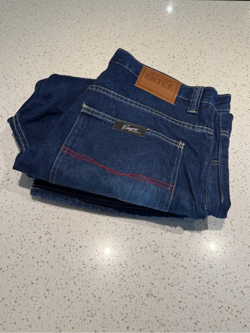 Enyce Men’s Indigo Blue Denim Jeans with Red Stitch Accent